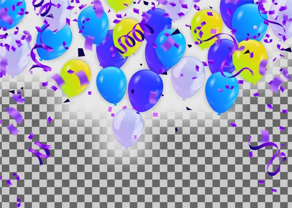 蓝色气球 装有许多彩色气球 供设计师和插画家使用 球的背景 — 图库矢量图片
