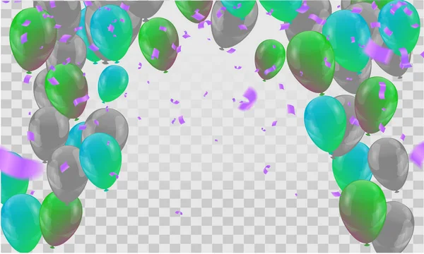 Uroczyste Tło Zielonych Balonów Balonów Wiele Kolorów Może Być Używany — Wektor stockowy