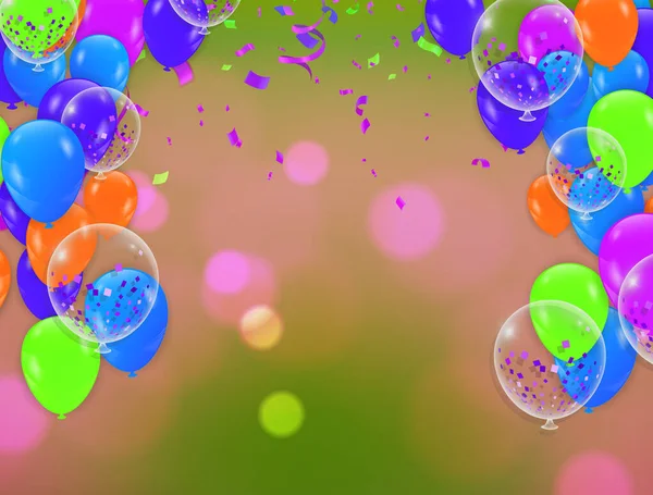 Πολύχρωμα Μπαλόνια Χρωματιστές Μπάλες Ένα Φόντο Μια Επιγραφή Για Σχεδιαστές — Διανυσματικό Αρχείο