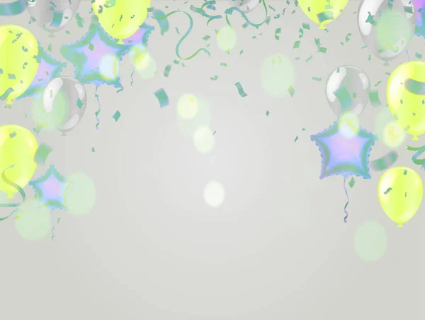 Группа Цветных Глянцевых Гелиевых Шариков Фон Комплект Воздушных Шаров Днем — стоковый вектор