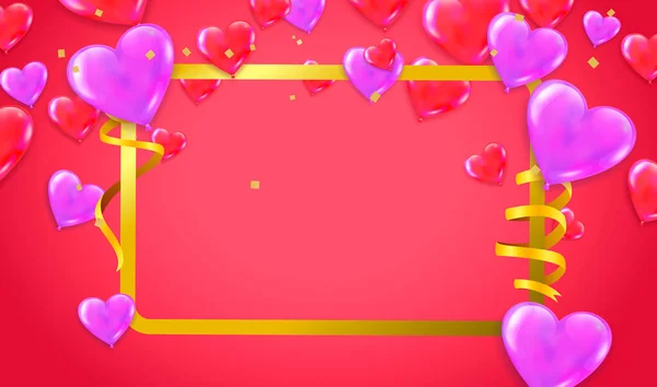 Fondo Día Venta Composición Romántica Con Corazones Globos Cuentas Ilustración — Vector de stock