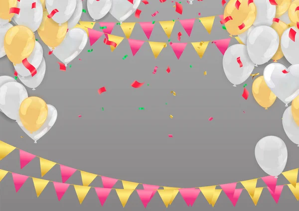 Vente Jour Background Romantic Composition Avec Des Cœurs Des Ballons — Image vectorielle