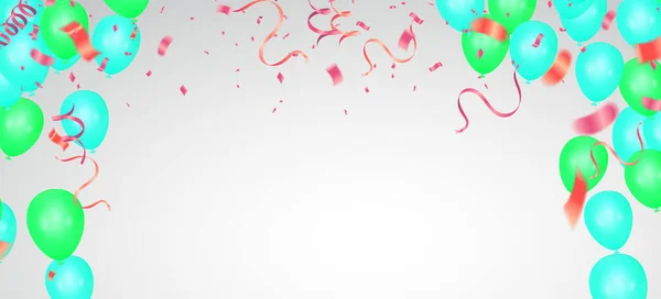 Щасливий День Народження Вітальна Листівка Повітряними Кулями Абстрактному Фоні Світловим — стоковий вектор