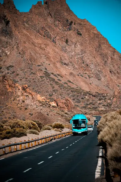 Ruta Bus Por Carretera Del Desierto — Stockfoto