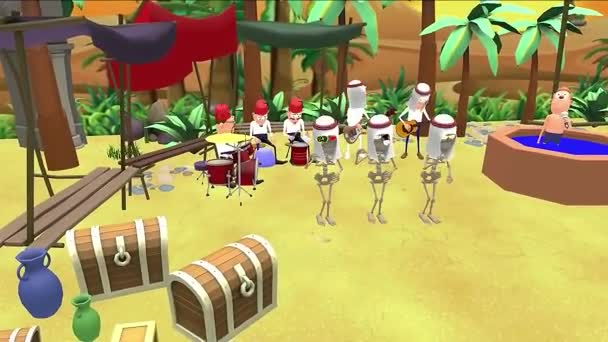 Arab Skeletons Dance Animation Stock Video