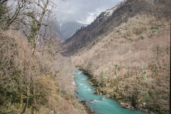 Del Hermoso Río Montaña Con Agua Azul Montaña Abjasia —  Fotos de Stock