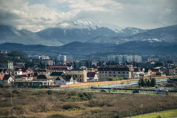 morning view of the city and mountains