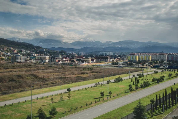 morning view of the city and mountains