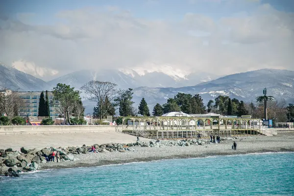 view of the Black Sea coast and the mountains