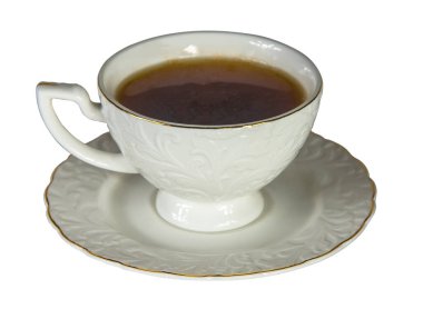 Beyaz arka planda izole edilmiş bir fincan çay.