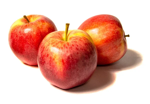 Червоне Яблуко Ізольовано Білому Тлі — стокове фото