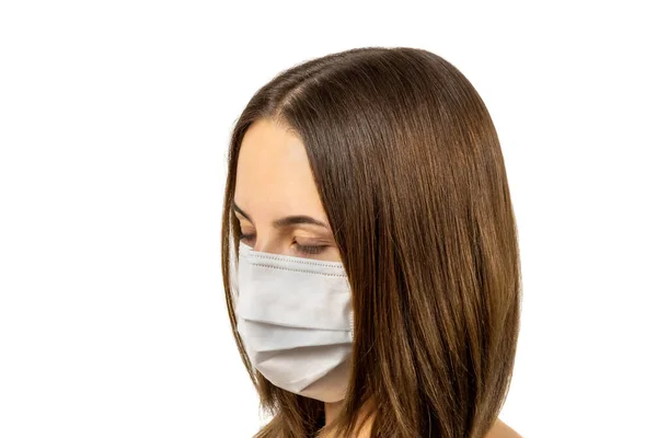 Girls Medical Masks Protecting Epidemic Coronavirus Isolated White Background — Stock Photo, Image