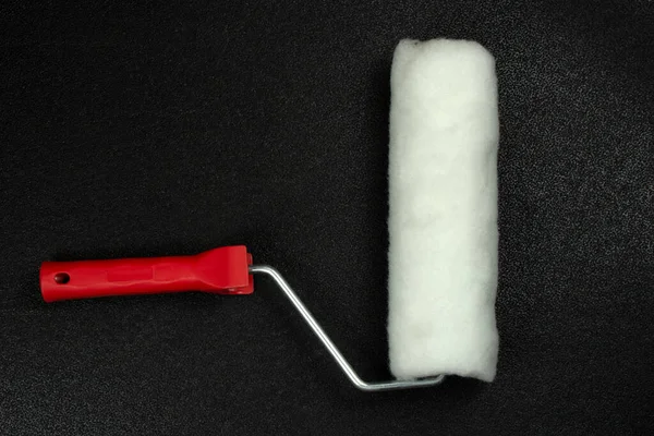 Paint Roller Black Background Top View — Stock Photo, Image