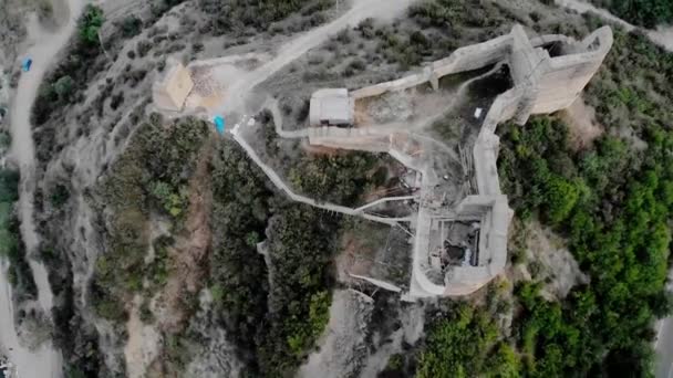 无人驾驶飞机对Mtskheta的Bebery要塞的废墟进行了射击 格鲁吉亚 — 图库视频影像