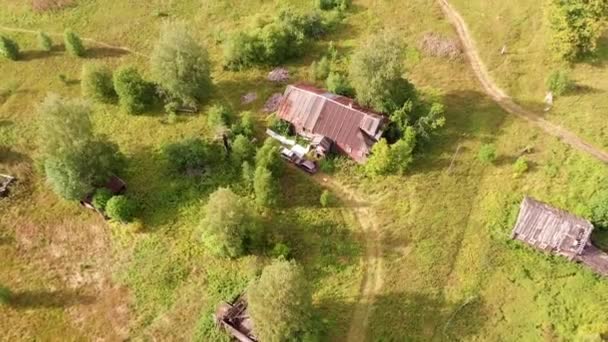 Aerial View Abandoned Village — Stock Video