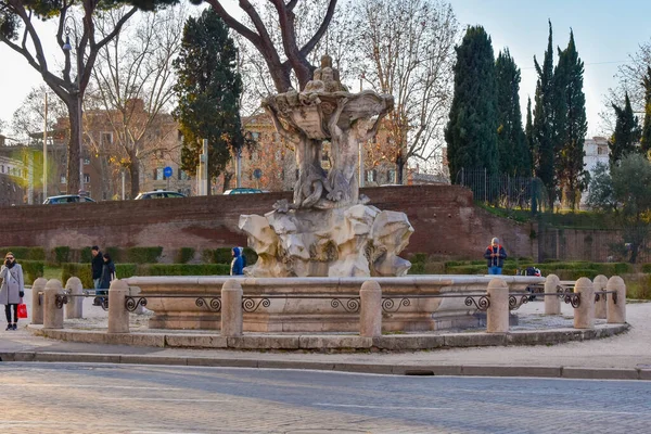 Roma Itália Janeiro 2019 Fonte Tritão Fórum Bull Roma — Fotografia de Stock