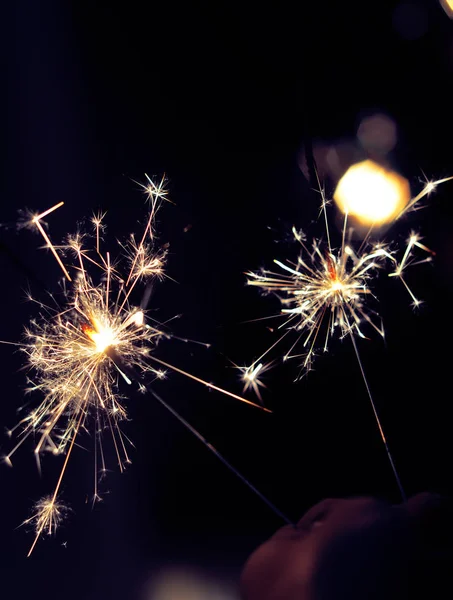 Festive sparklers burn at the festival — Stock Photo, Image