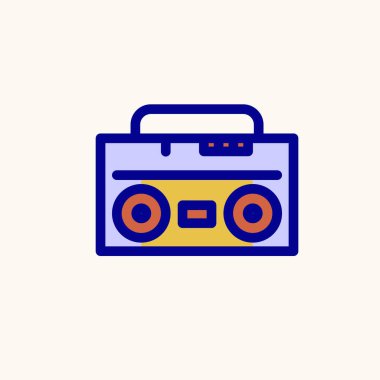 Sıkıştırılmış Stereo Sistem İllüstrasyon Sembolü, İlgili Simge Ses ve Müzik, Vektör Simgeleri Tasarımı