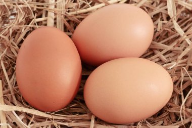 saman üzerinde taze yumurta 