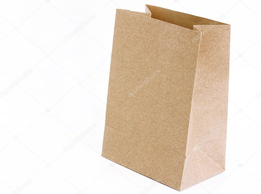 Blank brown paper bag isolated 