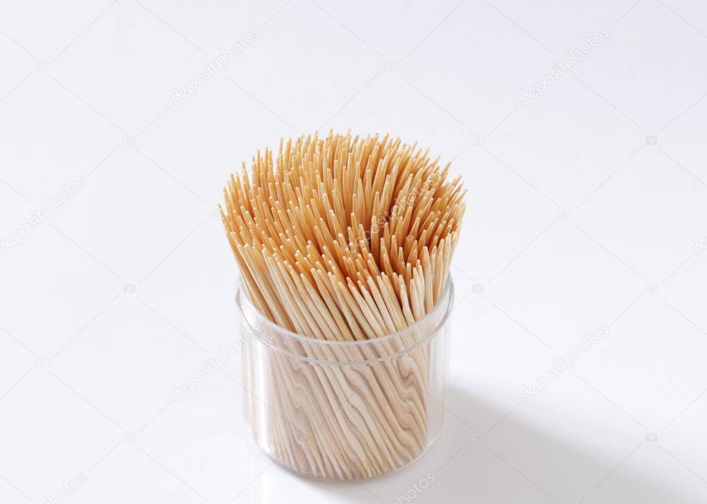 Wood. Toothpicks in a box