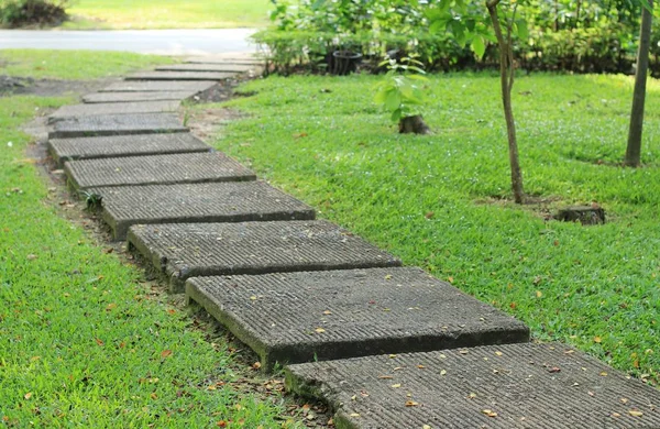Cement block walkway in the park — Stock Photo, Image