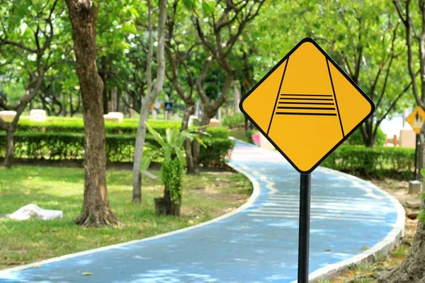Narrowed road sign — Stock Photo, Image