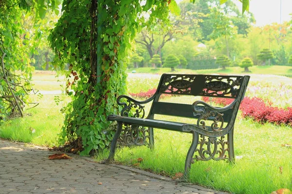 Banco no parque de verão — Fotografia de Stock