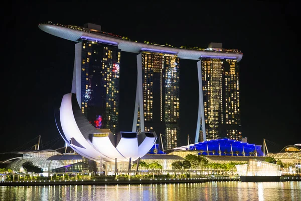 Singapur Marina Bay Sande Der Nacht Beleuchtet — Stockfoto