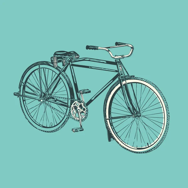 Vintage bicycle on green/blue background