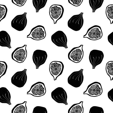 Şekillendirilmiş incirlerle dokuyu tekrar eden vektör. Soyut dikişsiz desen.