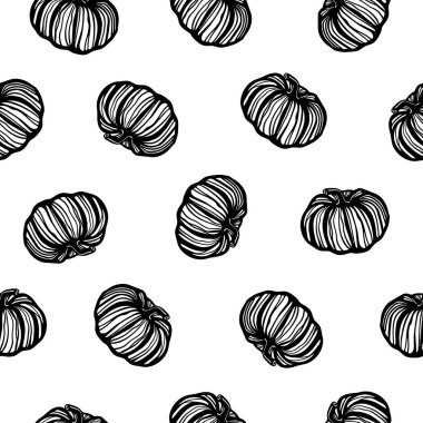 Şekillendirilmiş balkabağı ile doku tekrarı. Soyut dikişsiz desen.