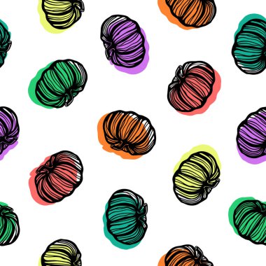 Şekillendirilmiş balkabağı ile doku tekrarı. Soyut dikişsiz desen.