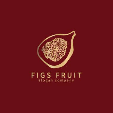 Altın incirli amblem. Soyut çiçek amblemi, tasarım konsepti.