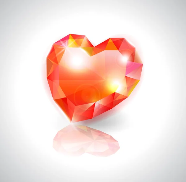 Cuore di diamante rosso — Vettoriale Stock