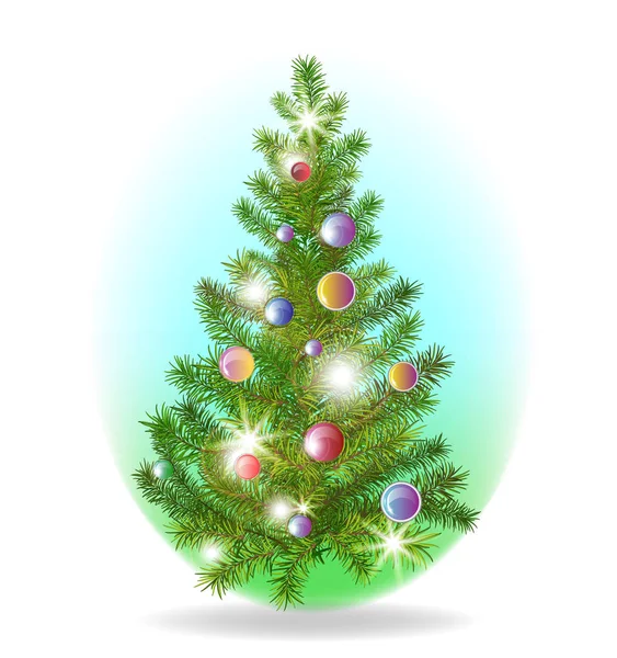 Weihnachtsbaum mit bunten Kugeln — Stockvektor