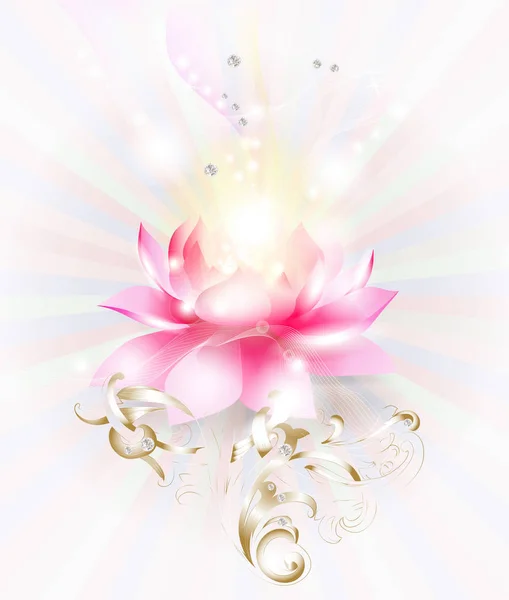 Beautiful pink lotus flower — Stock Vector