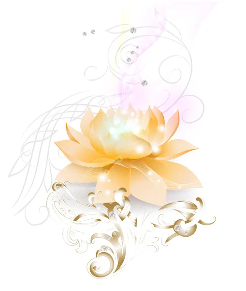 Beautiful yellow  lotus flower — Stock Vector