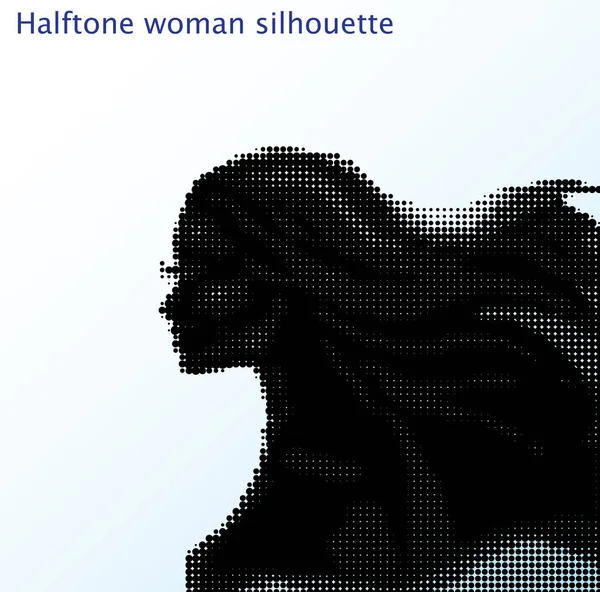 Halftone femme ace et cheveux — Image vectorielle