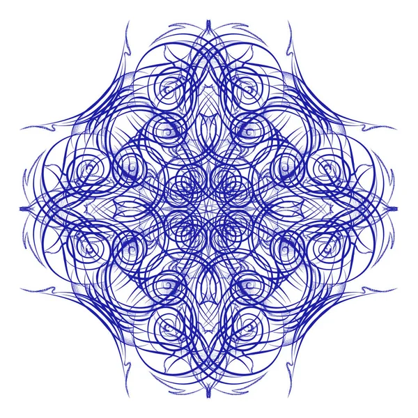 曼荼罗。装饰的圆形蓝色花边图案 — 图库照片