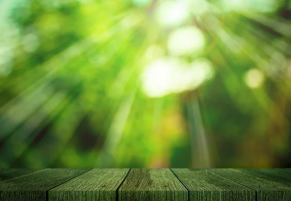 Close up grunge rustic green wooden table — Stock Photo, Image