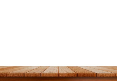 Kahverengi ahşap masa üstü arka plan beyaz boşluk ile 