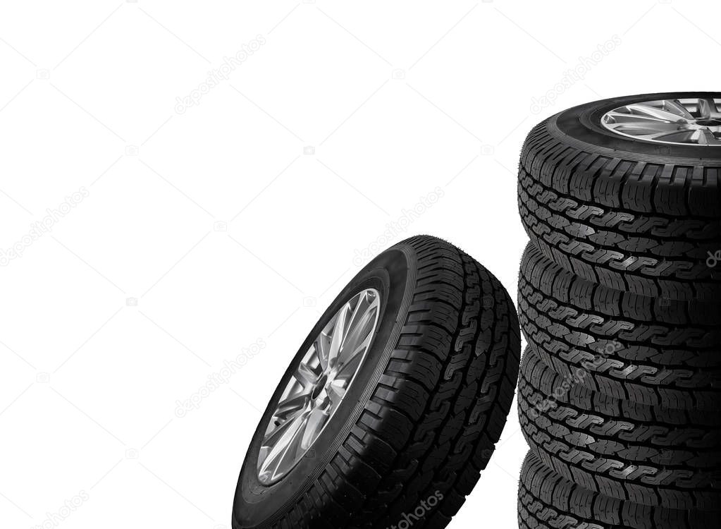 Close up tire with space for texts display 