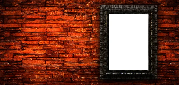 Moldura de imagem vintage na parede de tijolo vermelho — Fotografia de Stock