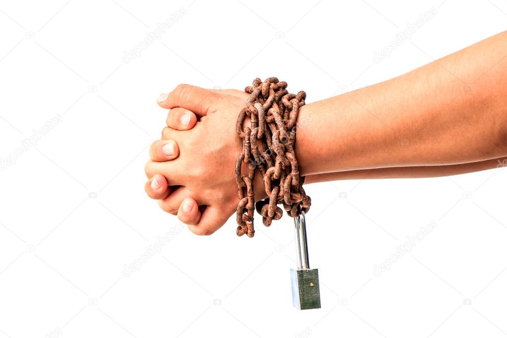 hand with old chain