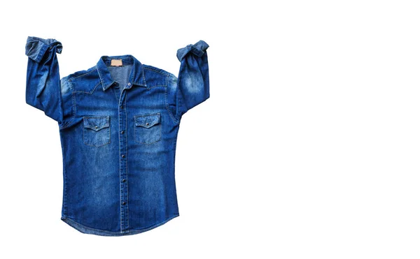 Modrá košile džíny — Stock fotografie