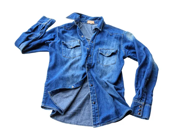 Modrá džínová košile džíny — Stock fotografie