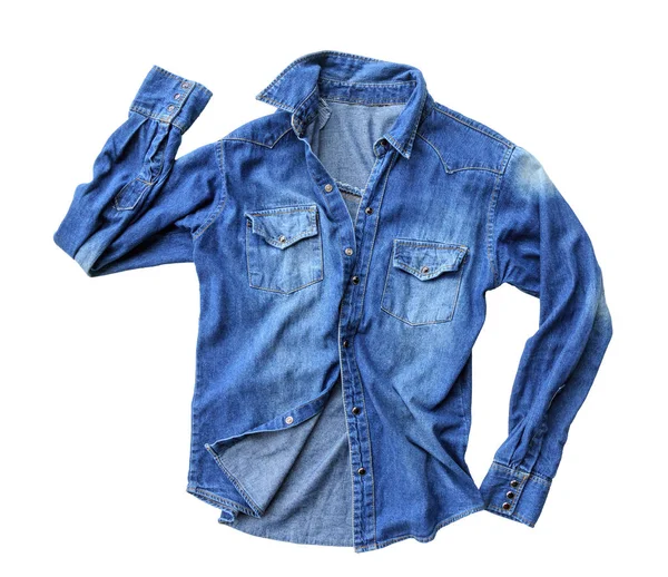 Modrá košile džíny — Stock fotografie