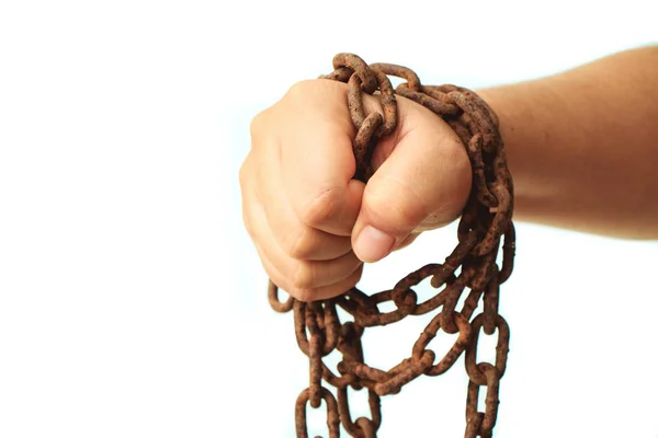 Hand fist with chain isolated — Stock Photo, Image