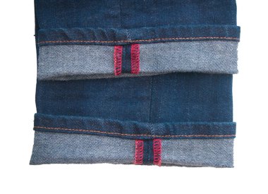 Denim doku kırmızı dikiş ile 